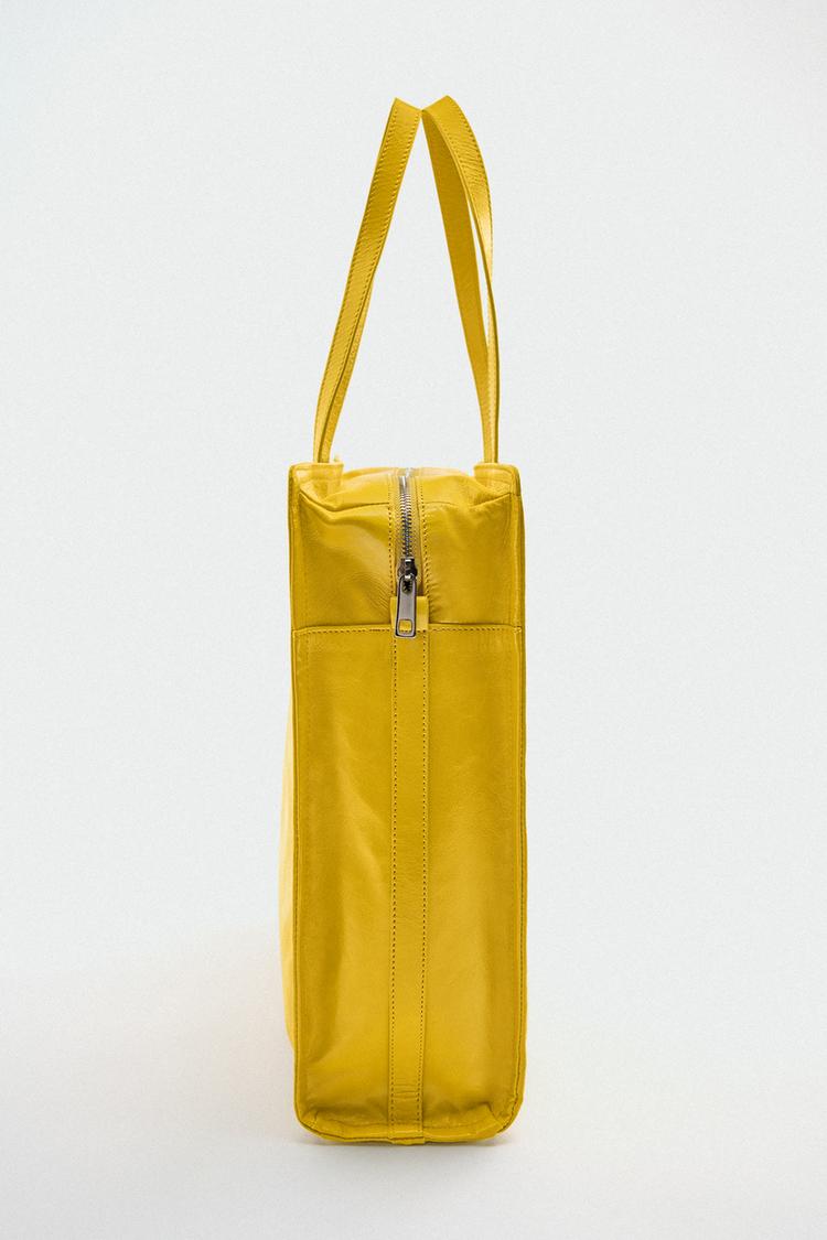 Zara yellow tote bag top